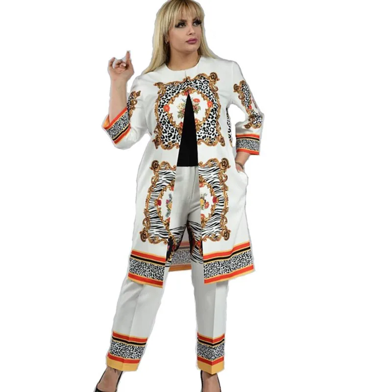 Комплект из 2 предметов женская одежда в африканском стиле пальто и штаны Dashiki Ankara