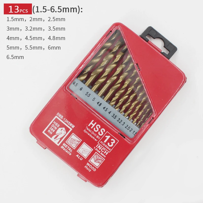 Twist-Drill-Bit-Set Металлообработка Деревообработка круглый титановый Хвостовик с