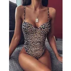 Леопардовый слитный купальник, женский купальник 2020, сексуальный женский монокини с высокой талией и поясом, женские купальные костюмы