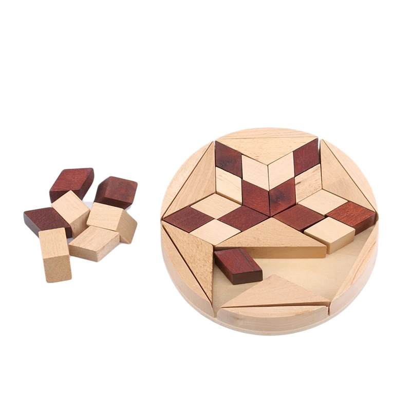Деревянные ромбовидные головоломки красочные шестиугольные IQ игры Логические