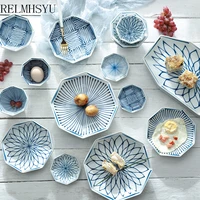 1pc relmhsyu japanese style underglaze ceramic rice bowl small cups and saucers dessert food plate dish tableware set home