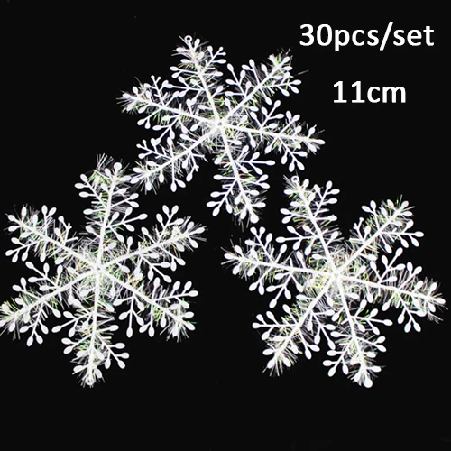 30pcs Новогодние рождественские украшения, домашний люминесцентный фон со снежинками, декоративная наклейка, съемный Navidad Natal - Цвет: 30pcs