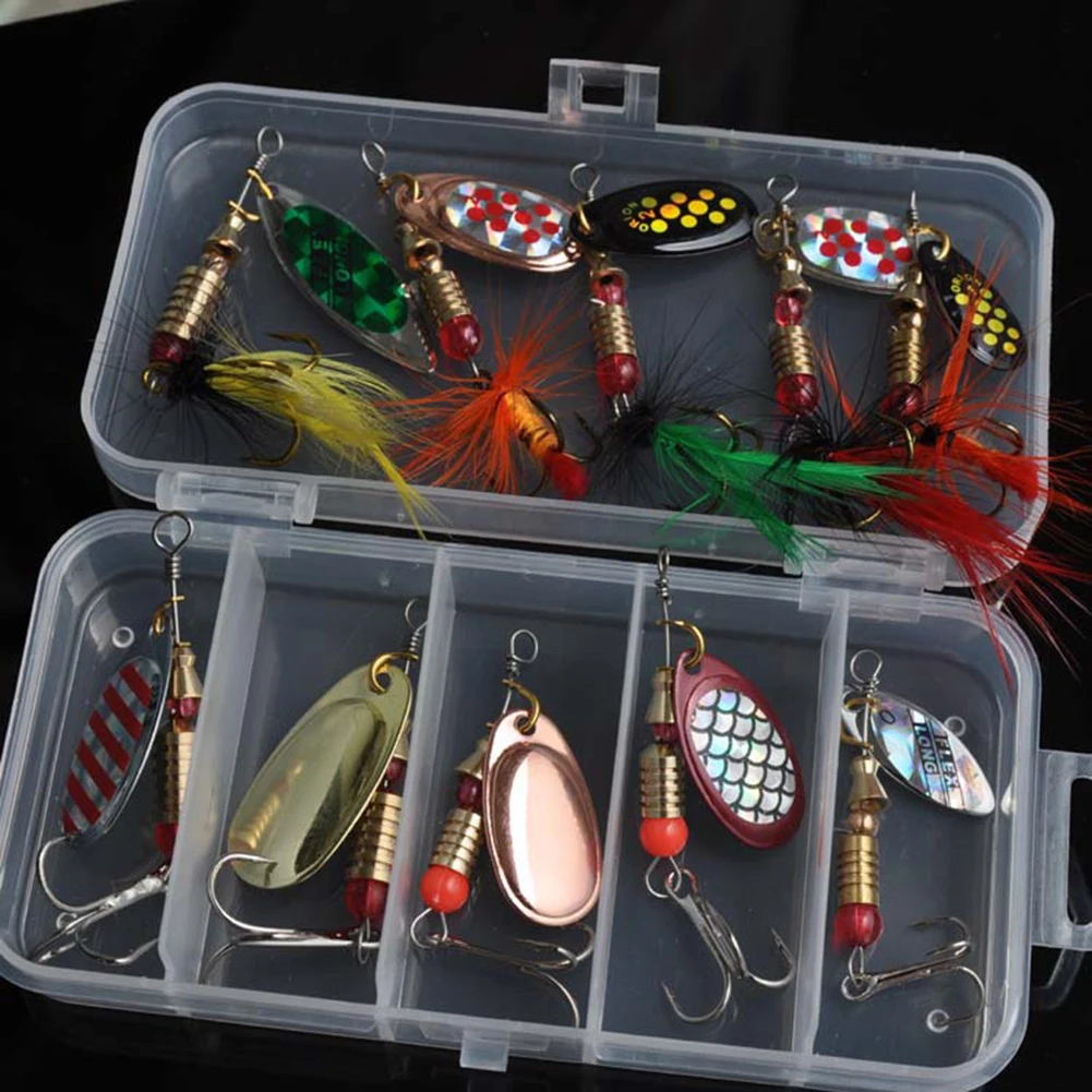 

10pcs/set Sequins Spinner Fishing Lures with Hook Lifelike Rotating Metal Fishing Bait Crankbaits Set Bionic Bait
