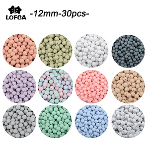 Силиконовые бусины LOFCA 12 мм, игрушка для прорезывания зубов, не содержит Бисфенол А, детские круглые свободные бусины пищевого класса, сделай сам для кормления, ювелирное ожерелье, 30 шт.