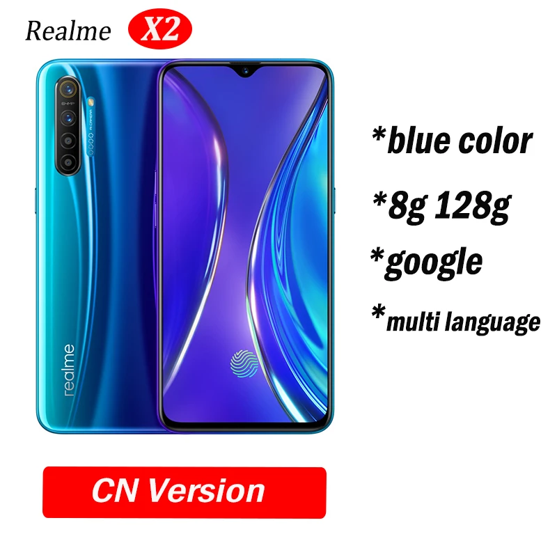 8g 128g blue Realme X2 X 2 Мобильный телефон Snapdragon 730G 64MP камера 6,4 ''полный экран NFC OPPO мобильный телефон VOOC 30W быстрое зарядное устройство - Цвет: 8g 128g blue