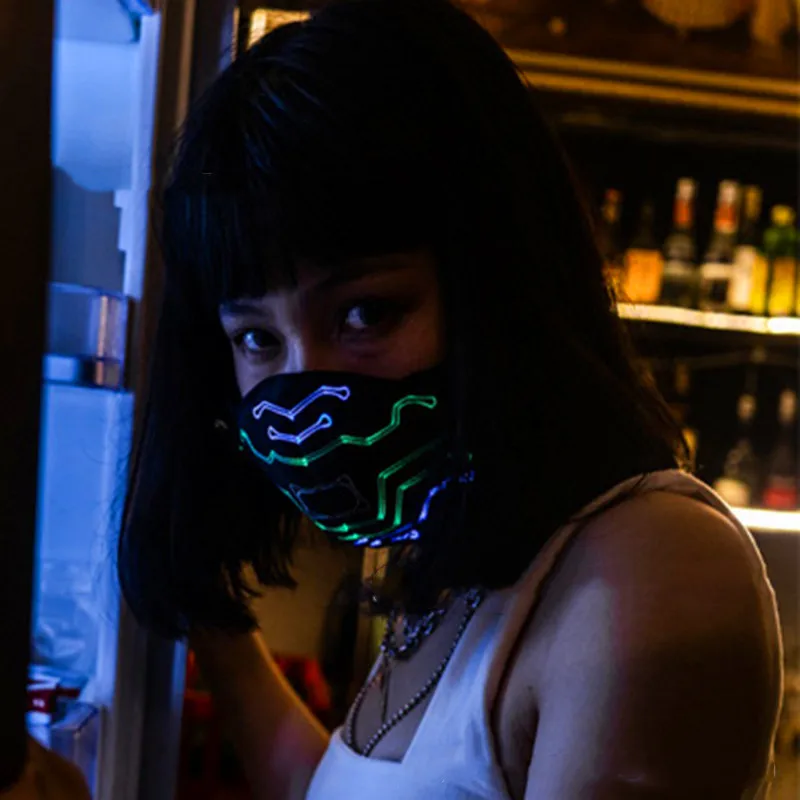 Маска для лица Женская RGB со светодиодной подсветкой светящиеся голосовой