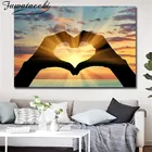 Fuwatacchi Любовь Сердце жест фотообои современный закат пляж ветер Фотография Печать новые настенные картины