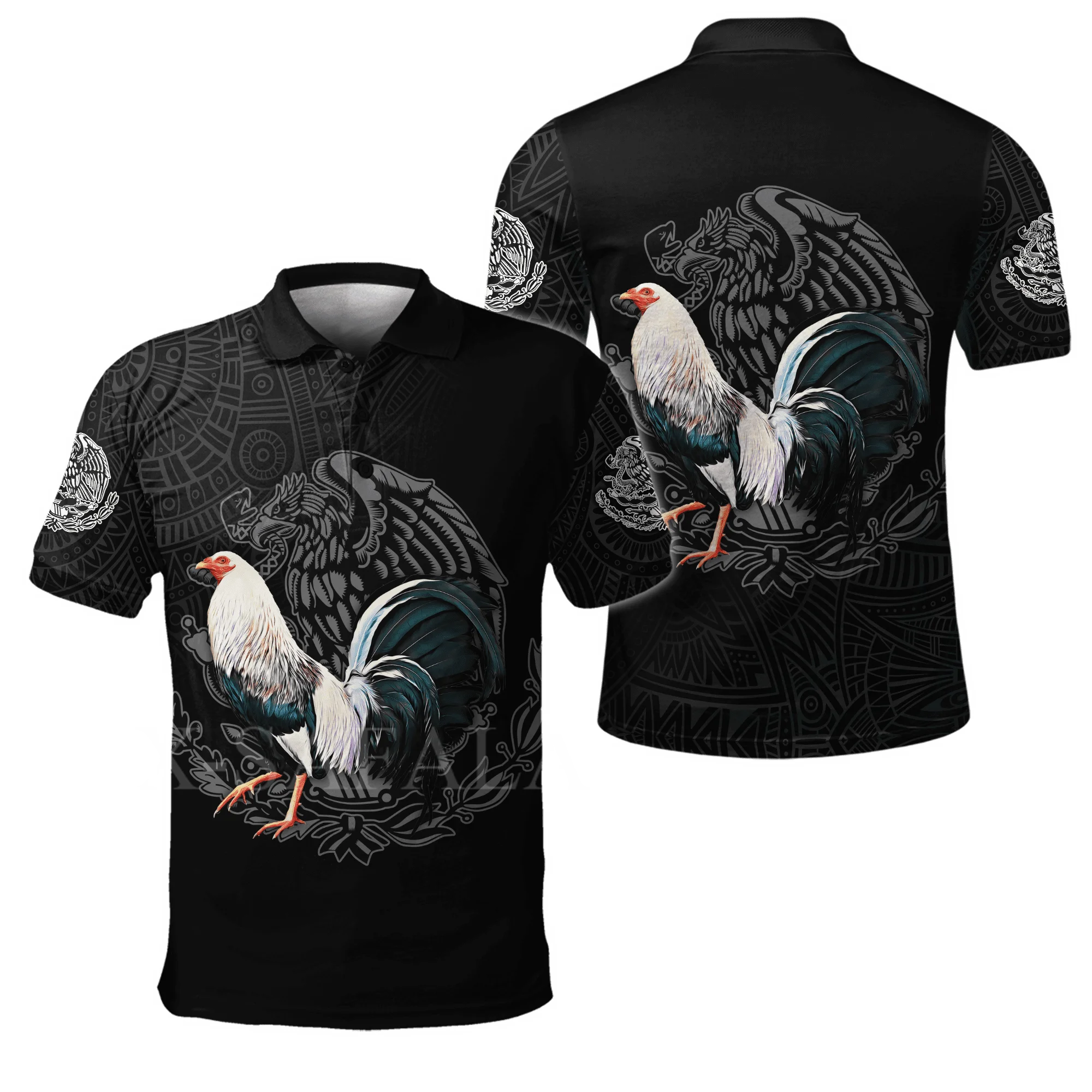 Love Beautiful Mexican Rooster 3D Full Printed Men Women Thin Polo Shirt Collar Short Sleeve Street Wear Casual Tee