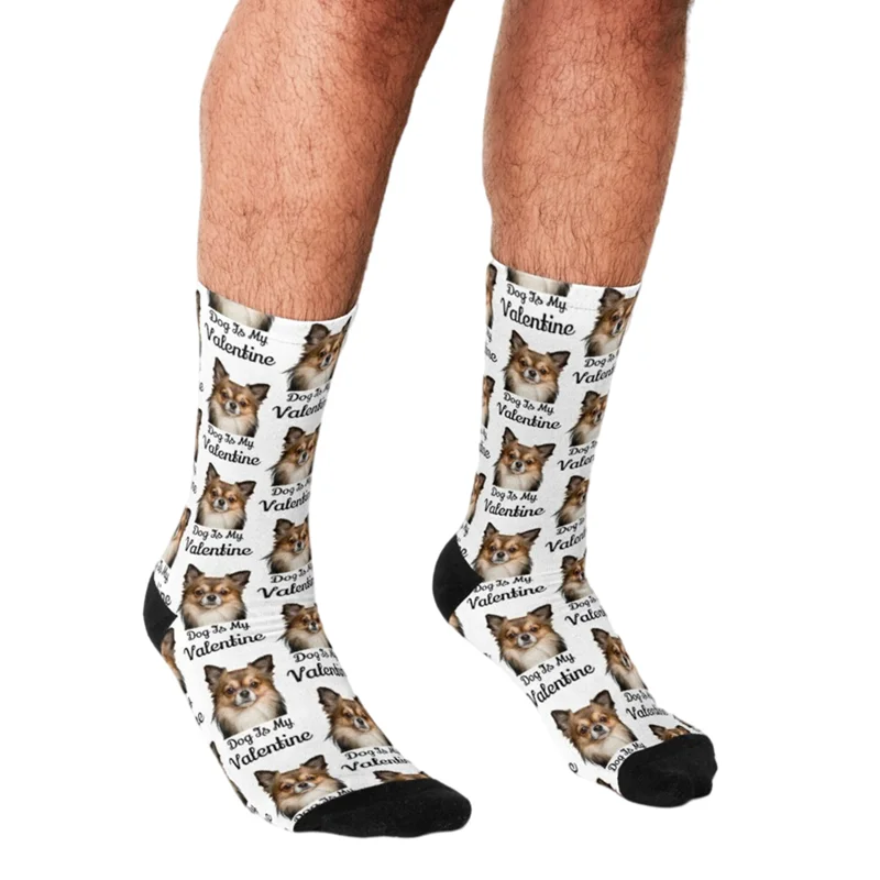 

Funny Men socks My cute Dog Is My Valentine Printed hip hop Men Happy Socks cute boys street style Crazy novelty Socks for men