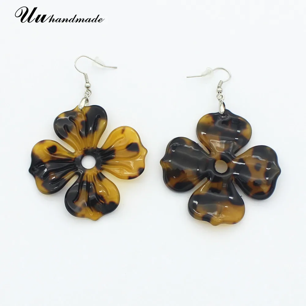 Черепаховая кость волнистые акриловые серьги в виде цветов для женщин Черепаха