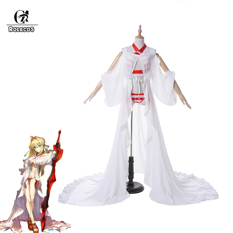 ROLECOS игры Fate Grand Косплэй костюм nero, для косплея сексуальный костюм красного цвета купальник, украшенный сборками для Для женщин Косплэй костюм