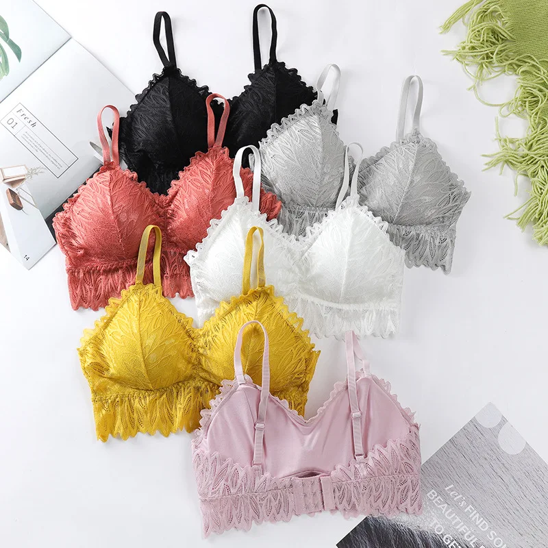 

Sitonjwly 2022 Push Up Bras for Women Lingerie Padded Bralette Lace Wireless Soft Tube Top Sexy Seamless Underwear Brassiere