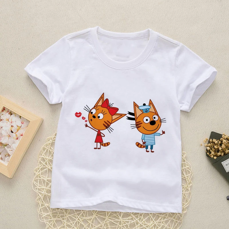 

Summer Pink Tee New Arrival Summer Boys T Shirt Cute Cat Baby Tops Kids Girl T Shirt Casual Warm Children T-shirts Toddler
