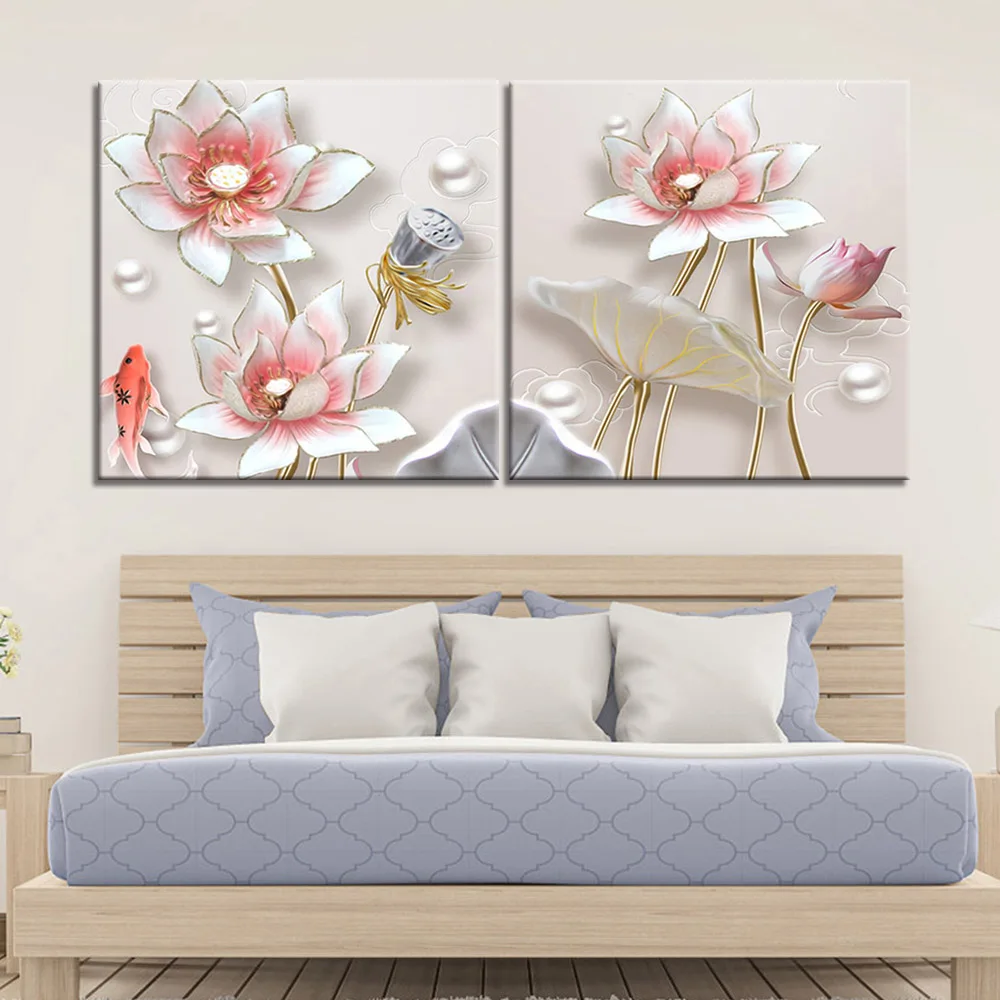 2 шт. Декоративные плакаты и принты цветов лотоса|Рисование каллиграфия| |