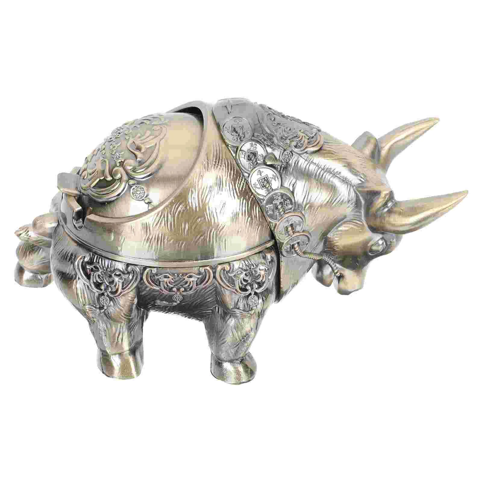 

Exquisite Ox Shape Ashtray Zinc Alloy Ashtray Creative Cigarette Butt Container