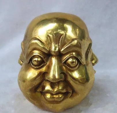 Статуя из китайской латуни с 4 лицами и головой Будды редкой коллекции +++++ | Дом