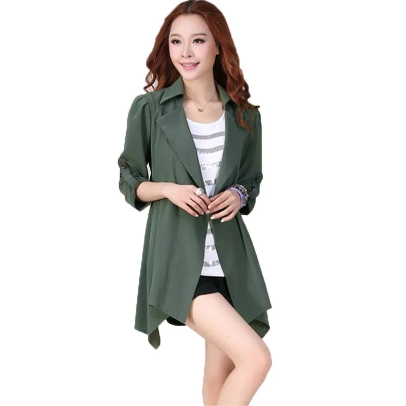 Тренчкот женский демисезонный тонкий батальных размеров 5XL A162|Женские плащи и