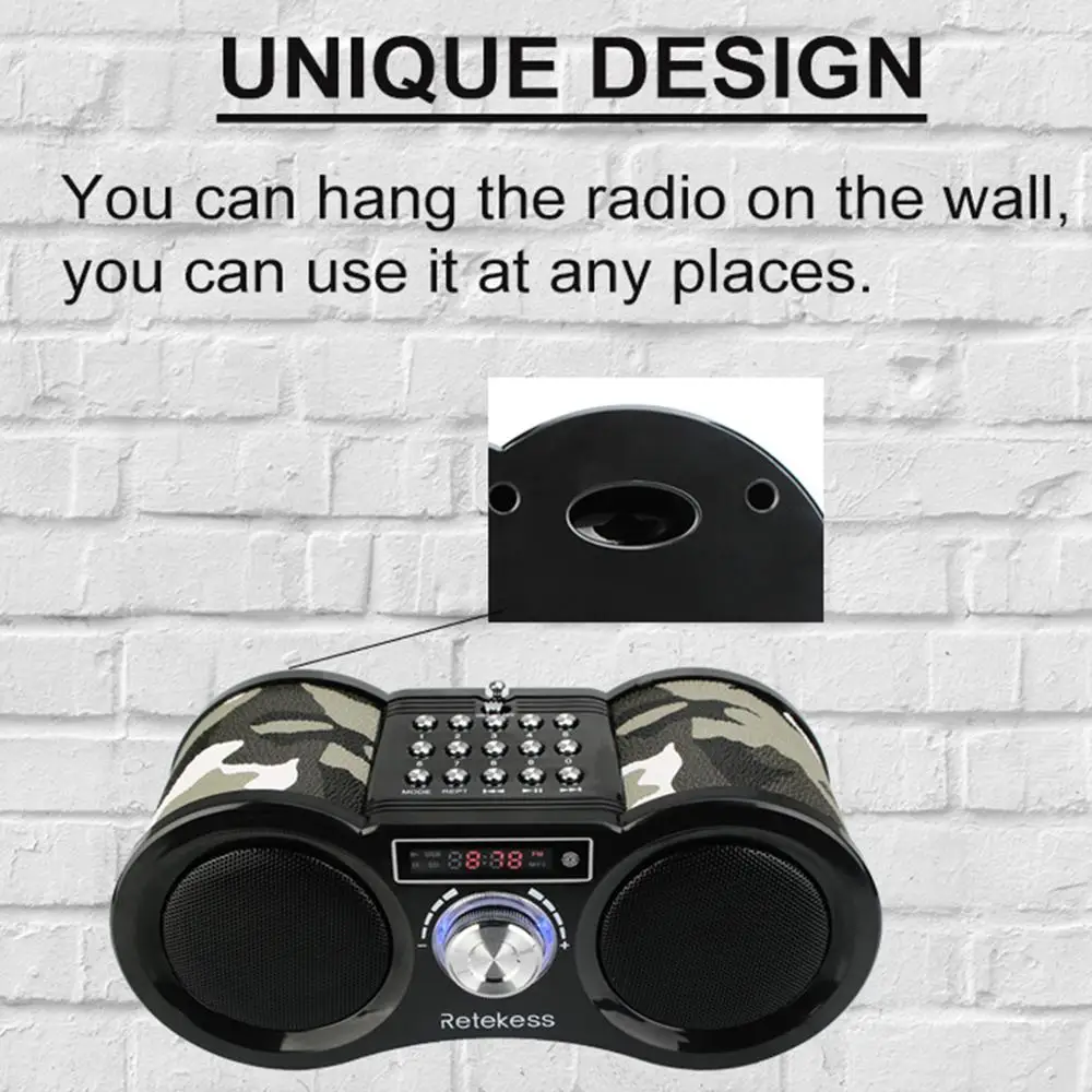 RETEKESS V113 радио приемник FM стерео портативный транзистор Поддержка Mp3 музыкальный плеер динамик Micro SD IF карта AUX пульт дистанционного управления F9203M
