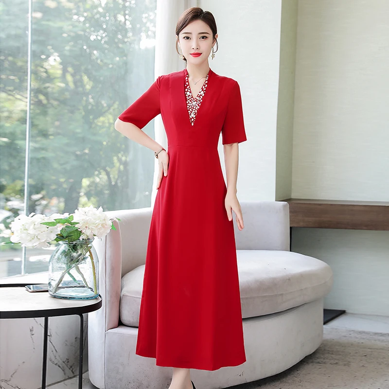 Весна Лето Женское тонкое платье 20 вечерние платья благородные матери