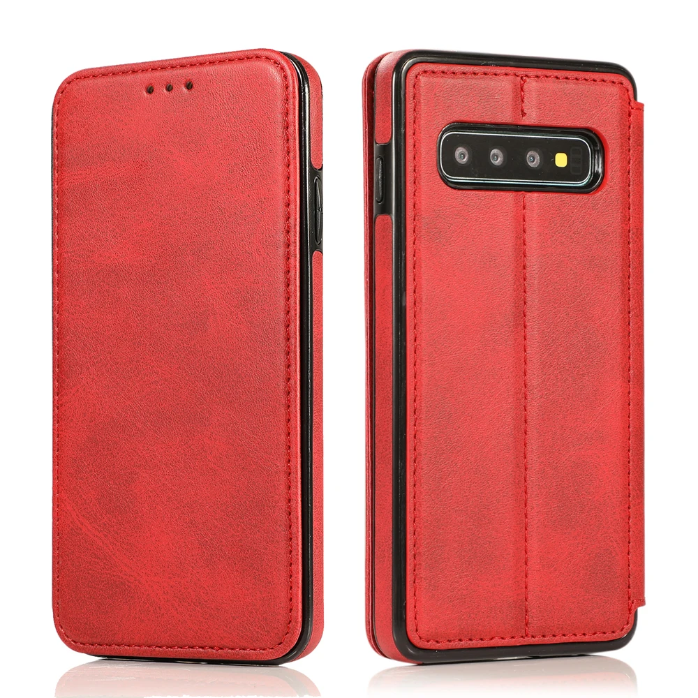 S10 S10+ Магнитный Премиальный кожаный чехол-книжка чехол для samsung Galaxy S10e с держателем для карт Стенд чехлы для телефонов