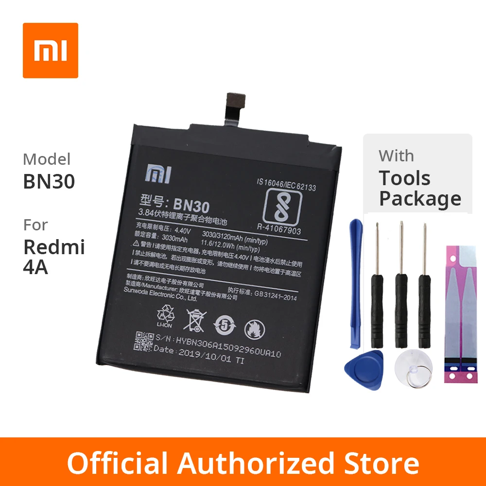 Оригинальный аккумулятор Xiaomi Redmi 4A модель батареи BN30 емкость аккумулятора 3030 мА/ч