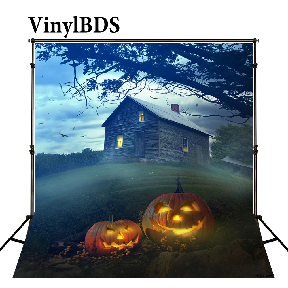 

VinylBDS фоны для фотосъемки Тыква призрак дом с привидениями газон фон для Хэллоуина