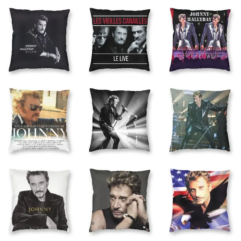 

Vibrant Johnny Hallyday Square Throw Pillow Case Decoration 3D Double-sided Printing French Singer Cushion Cover for Sofa