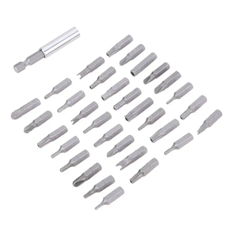 33 шт. Torq Torx шестигранный гаечный ключ со звездочками, электрическая отвертка, удлинитель, держатель, бит, магнитный Набор для защиты от вскрытия, Набор бит