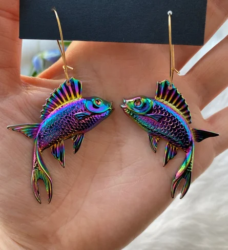 

Fish Earrings Gift for Her Fish Earrings Fly Fishing Statement Earrings