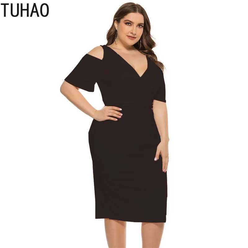 

Летние сексуальные элегантные вечерние женские платья TUHAO, большие размеры 5XL 4XL 3XL, женское платье, эластичные однотонные женские платья, WM40,...