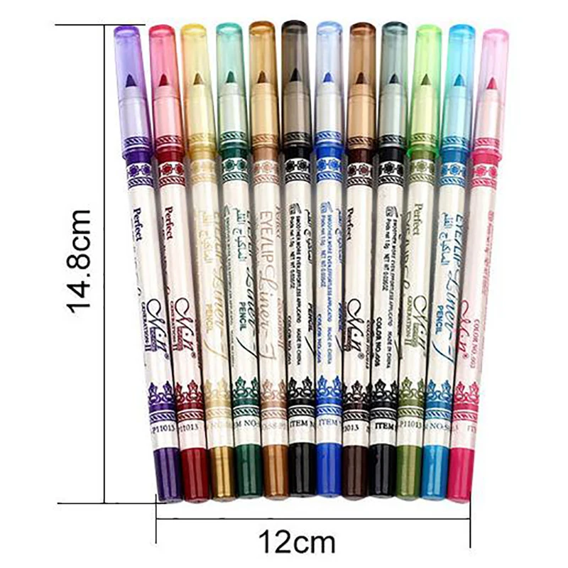 

12Pcs Cosmetic Glitter Eye Shadow Lip Liner Eyeliner Pencil Pen Makeup Tool
