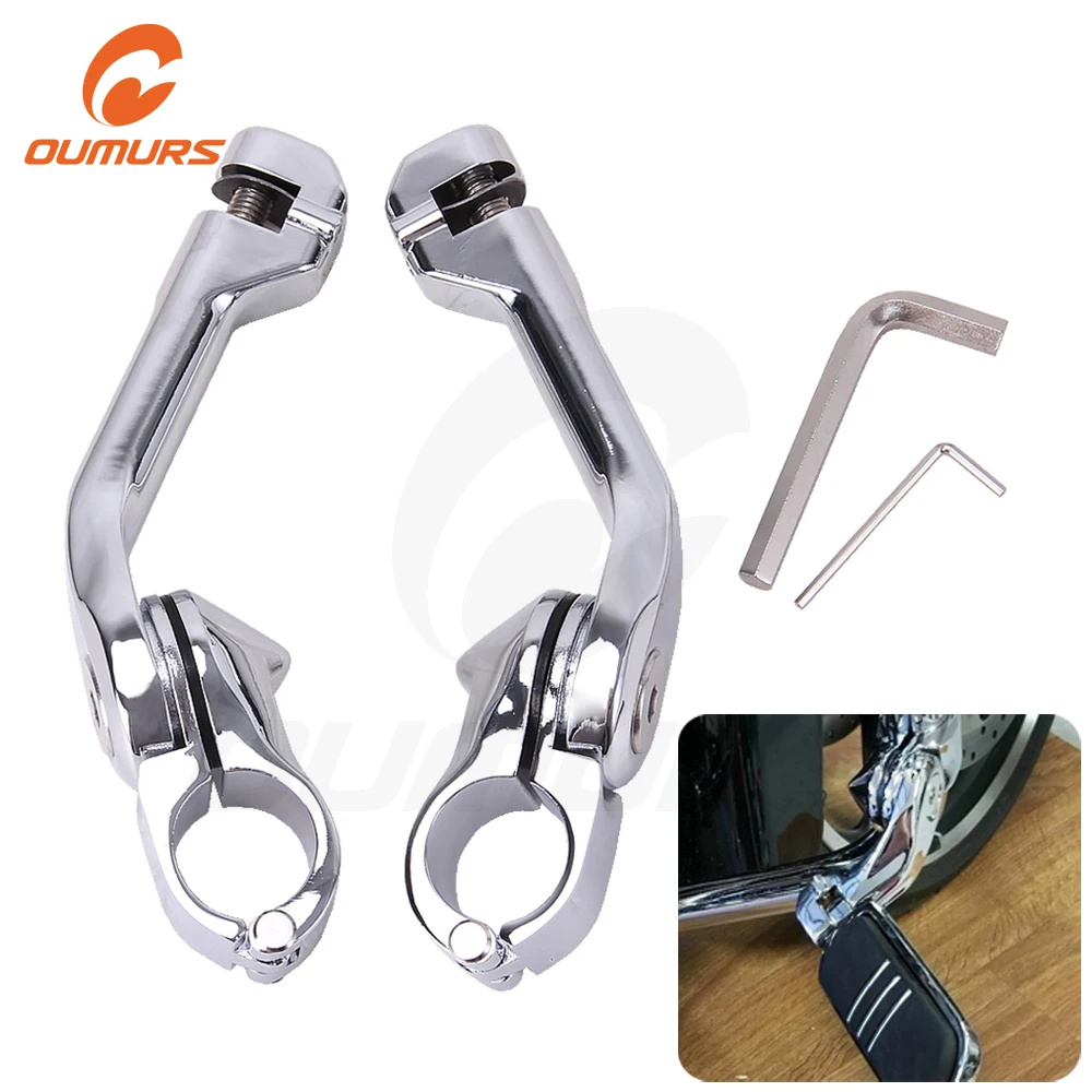 

OUMURS Motorcycle 1.25" 32mm Footrest Long Angled Clamp 1 1/4" Highway Engine Guards Foot Pegs Mount Kits For Harley For Yamaha