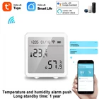Датчик температуры и влажности Tuya, Умный Цифровой настольный прибор с Wi-Fi, термометром, гигрометром, датой, ЖК-дисплеем