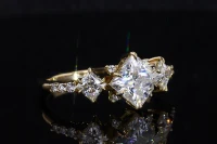 Fancy 14K DEF Test Positive VS Moissanite Gemstone Romantic Engagement Moissanite Wedding Ring for Women