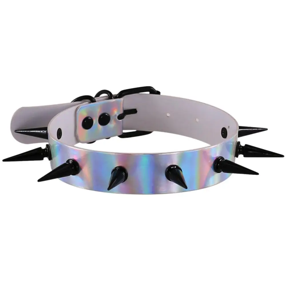 

Holographic Spiked Chokers Rave Festival Fashion Choker Style Goth Aesthetic Hologram Collar Jewelry