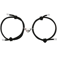 magnetic bracelet steel heart pendant couple bracelets for lover friendship bracelets braid rope magnet wrist chain jewelry