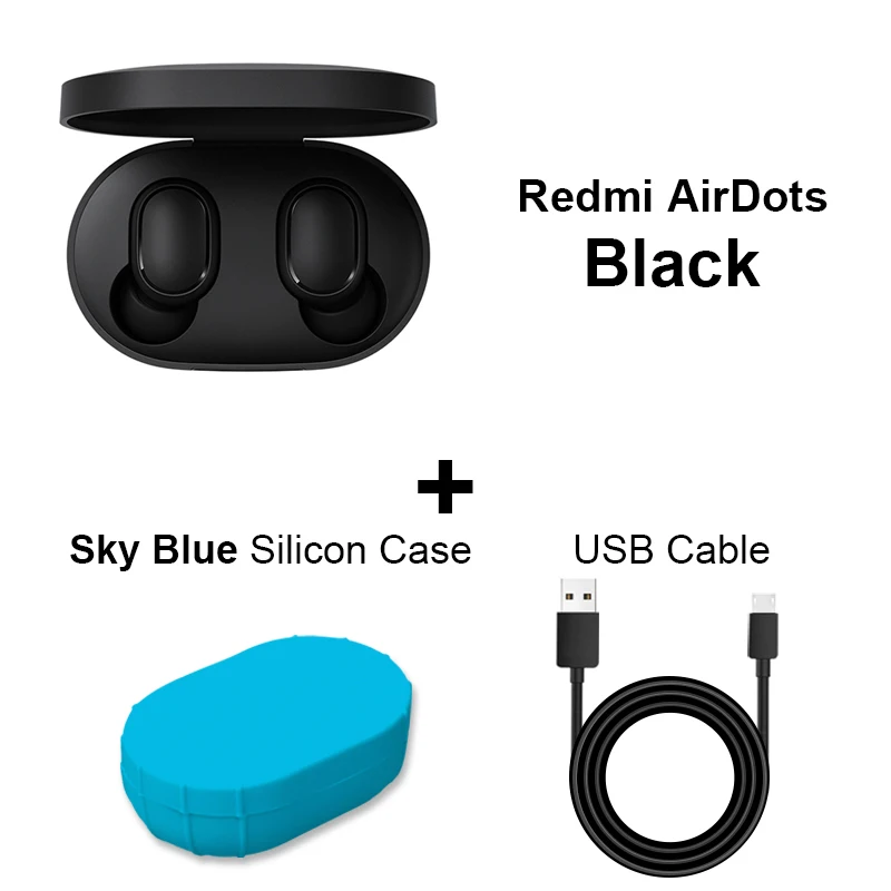 Add Cable Sky Xiaomi Redmi Airdots TWS Bluetooth наушники стерео басы BT 5,0 Eeadphones с микрофоном Handsfree Наушники управление AI - Цвет: Add Cable Sky