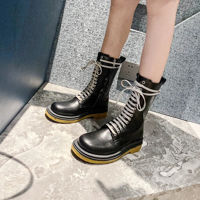 

Winter boots Women Leather Ankle Boots Comfortable quality soft Shoes Brand Designer Handmade 2020 black motorcycle boots