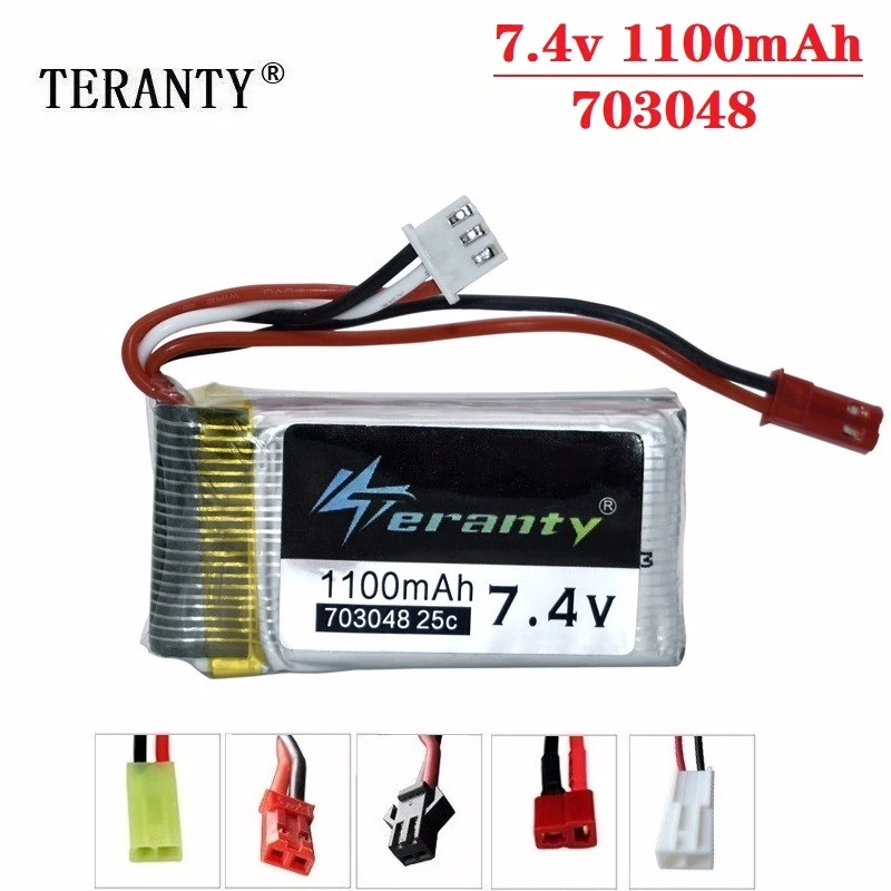 Литий Полимерный Аккумулятор 7 4 в 1100 мАч 703048 для MJXRC X600 U829A U829X F46 X601H JXD391 FT007 литий полимерный аккумулятор В 1000 1