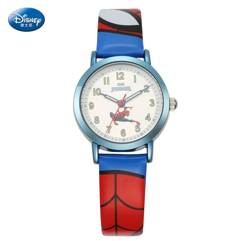

Disney Kids Quartz Wristwatch Marvel Cartoon Boys Watches Spider-man Cute Kids Watch Water Resistant Alloy Leather Clock Watches