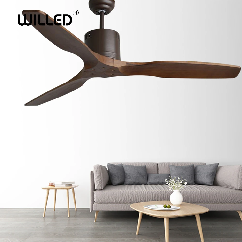 Потолочный вентилятор с 3 деревянными лезвиями и дистанционным управлением