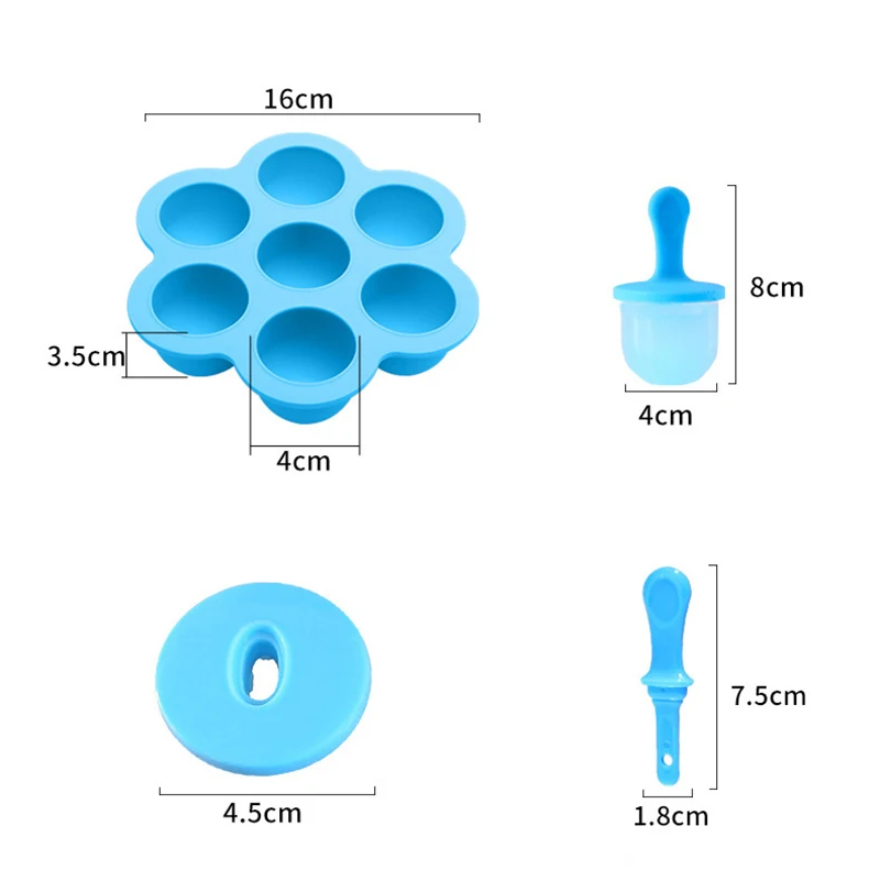 

Reusable 7 Holes Popsicle Molds Mini Silicone Ice Cream Molds Ice Pops Ball Lolly Maker Portable Baby DIY Fruit Shake Tools