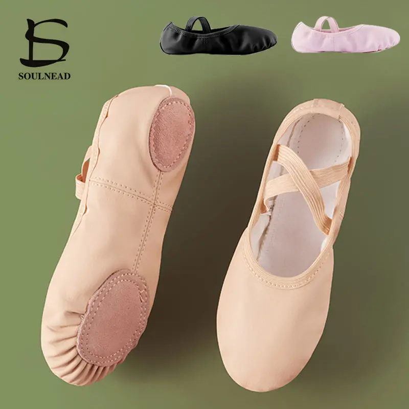 

Ballet Shoes For Girls PU Leather Ballet Dance Slippers Children Pointe Shoes Soft Sole Gymnastics Flats Women Yoga Shoe 24-43