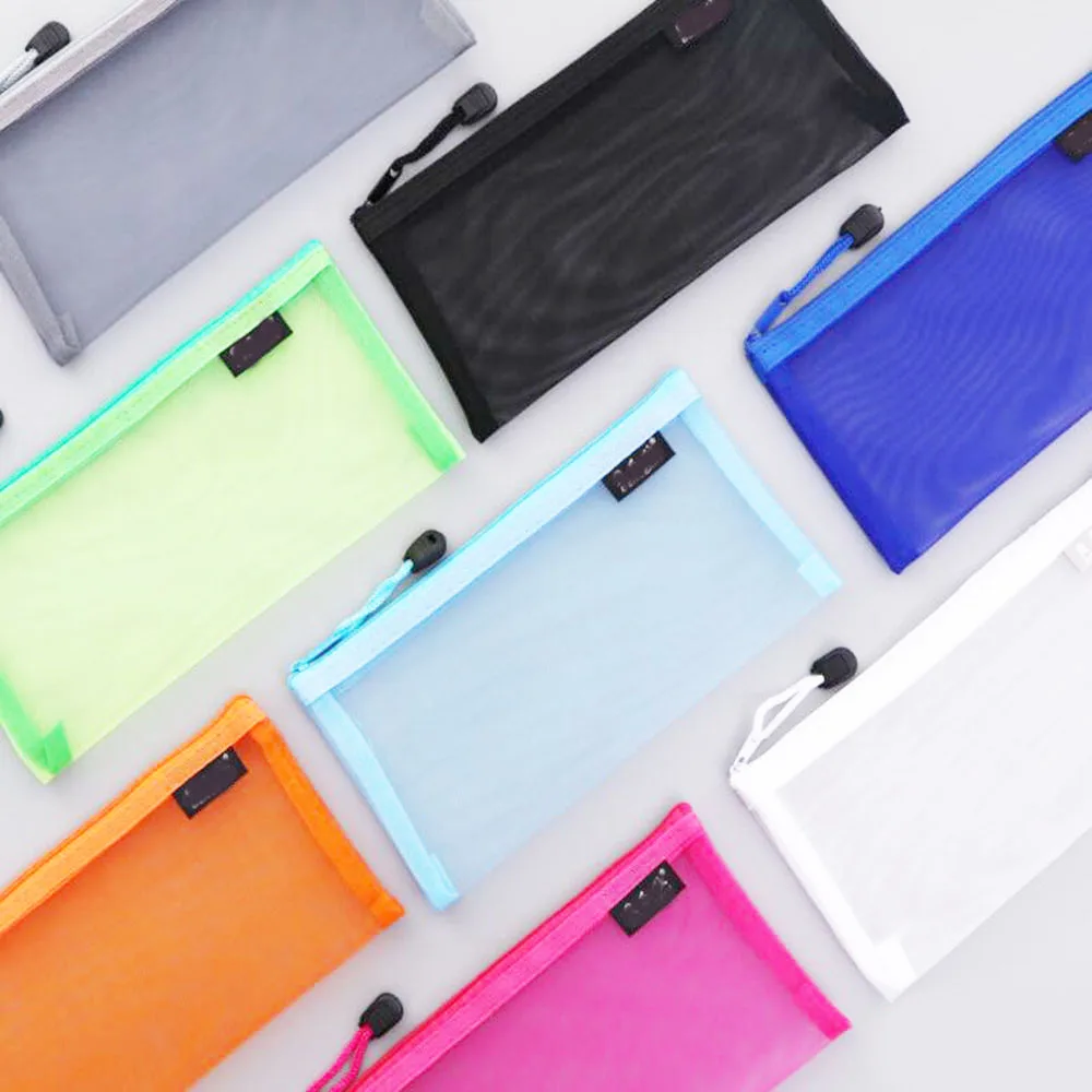 XRHYY 23.5 x 11.5 CM Waterproof Plastic Double Layer Zipper File Bags Invoice Pouches Bill Bag Pencil Pouch Pen Bag( 8 Color