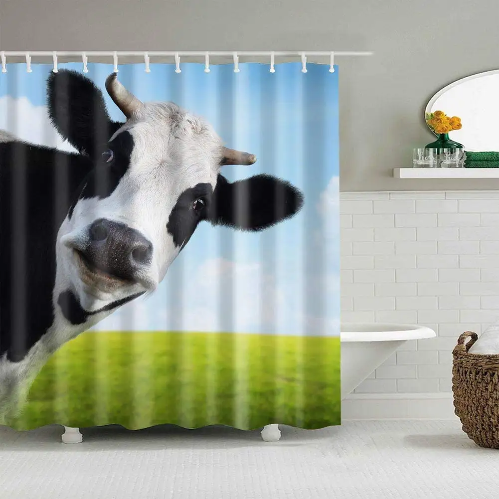 Занавеска для душа с цифровым принтом ванной комнаты водонепроницаемая штора из