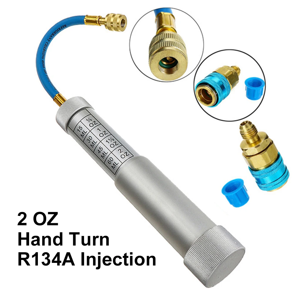 

Auto Interior Oil Dye Injector AC Adapter Hand Turn Filler Injection Tool Car Auto Oil Dye Injector Adapter UV03QC12L R134A 2 OZ