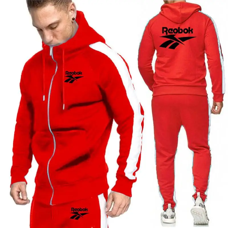 

New style hoodie sports suit men's autumn clothing Europe and America plus size zipper casual hoodie sportswear + sweatpants