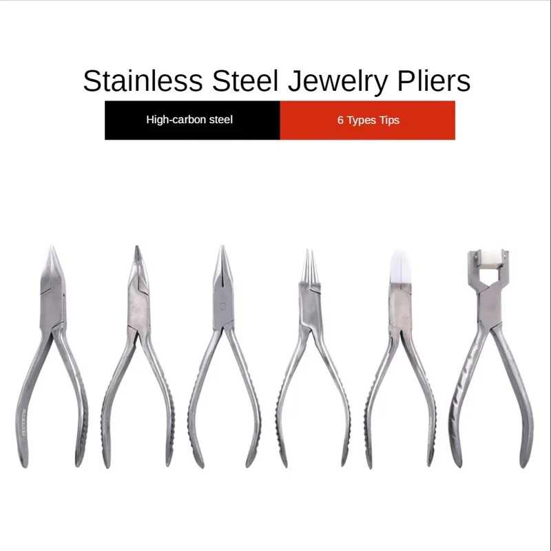 

1 PC Stainless Steel Jewelry Making Rubber Round Needle Pliers Multi-function Nose Bracelet Bending DIY Wirecutting Repair Tools