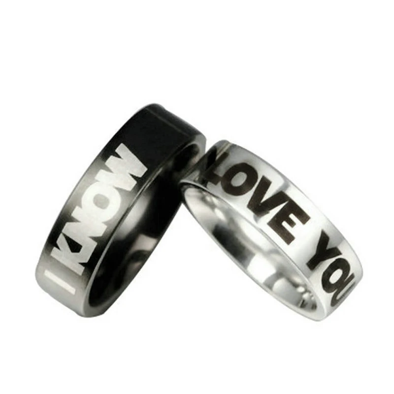 4 мм 6 черные Серебряные титановые стальные кольца с надписью I LOVE YOU KNOW для