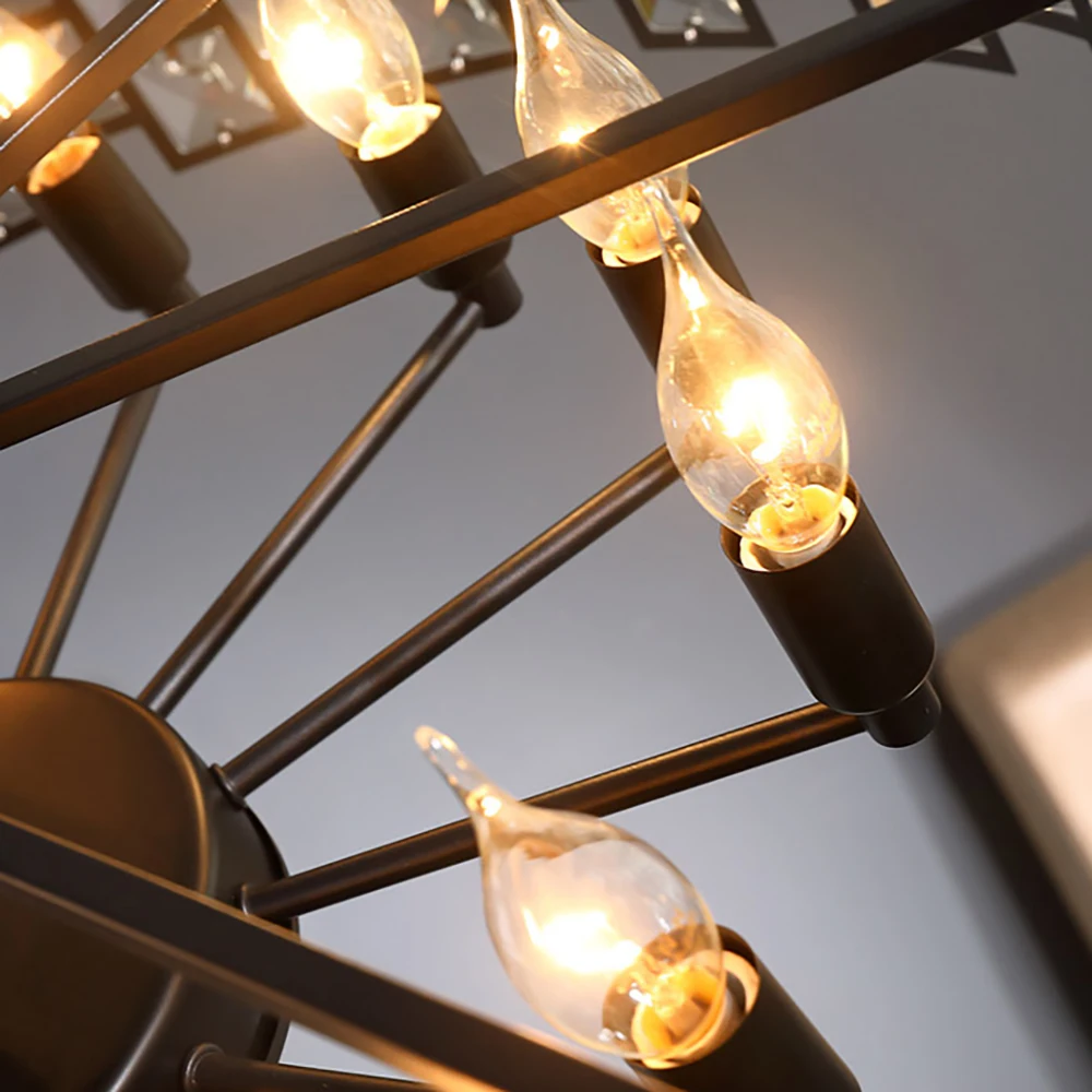 

Crystal Chandeliers Lighting Living Room Black Round Chandeliers Kitchen Restaurant Hanging Lamp Classic Country Bar Lights